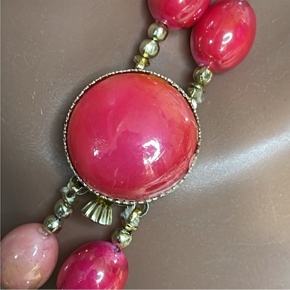 Pink and Blue Multi-Strand Necklace with Oval and Round Beads - Picture 4 of 4